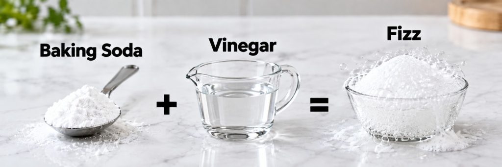 baking soda and vinegar paste fizzing