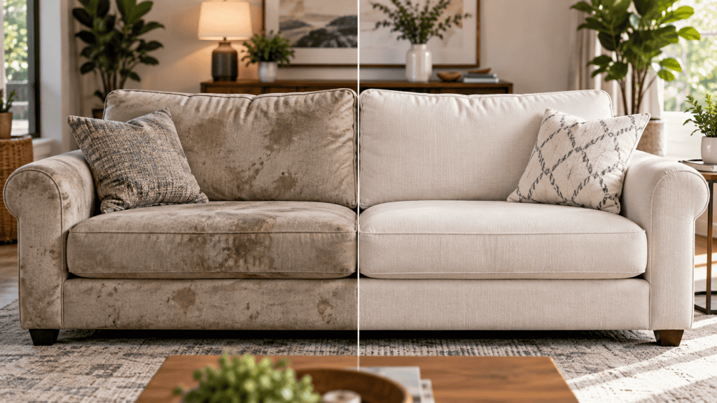 removing a wine stain from a fabric couch cushion